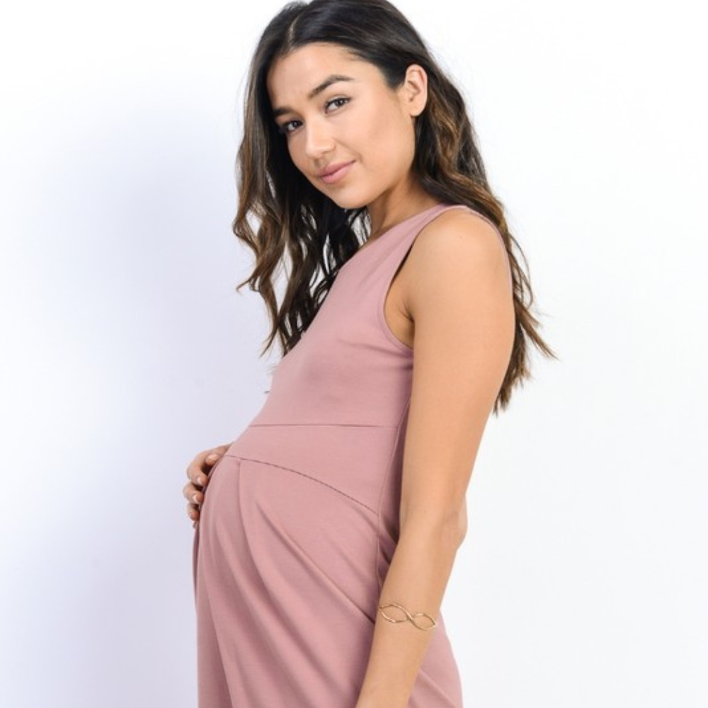 *PRICE FIRM* Maternity Dress with Front Pleat - Picture 3 of 4